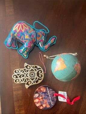 Bohemian Globe Fabric Elephant Earthbound Trading Company Christmas Ornament